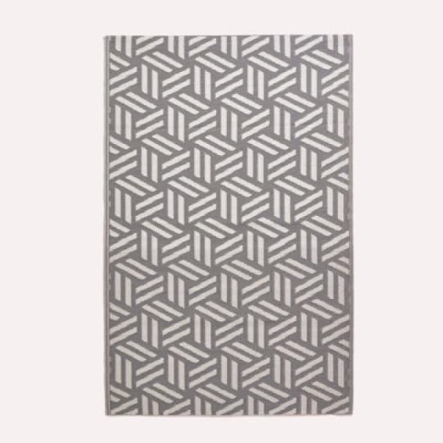 Homescapes Luxury Outdoor Rug Waterproof Reversible For Garden, 150 X 240 Cm, Grey & White, Recycled, Luna Geometric