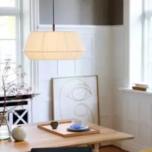 Dicte 53 Indoor Living Dining Textile Pendant Ceiling Light in White (Diam) 53cm