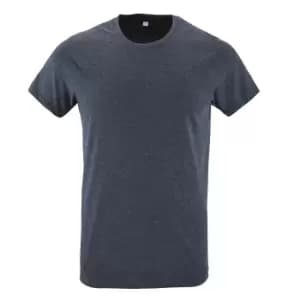 SOLS Mens Regent Slim Fit Short Sleeve T-Shirt (L) (Heather Denim)