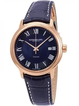 Raymond Weil Mens Maestro Blue Leather Strap Watch 2237-PC5-00508