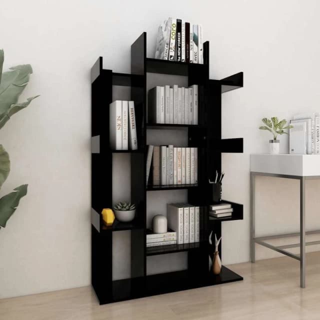 VIDAXL Book Cabinet Black 86x25.5x140cm Engineered Wood Vidaxl 8720286645819