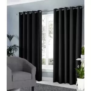 Ring Top Ready Made Blackout Curtains 46 x 54" - Black - Black
