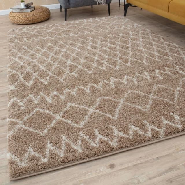 THE RUGS Soft Tangier Shaggy Rugs & Runners Beige & Ivory Living Room Size: 80cm x 300cm Beige Unisex 80cm x 300 cm