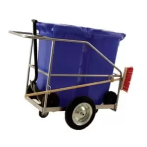 Street Cleaning Barrow with 2 x 120L Red Wheelie Bins, Brush And Shovel