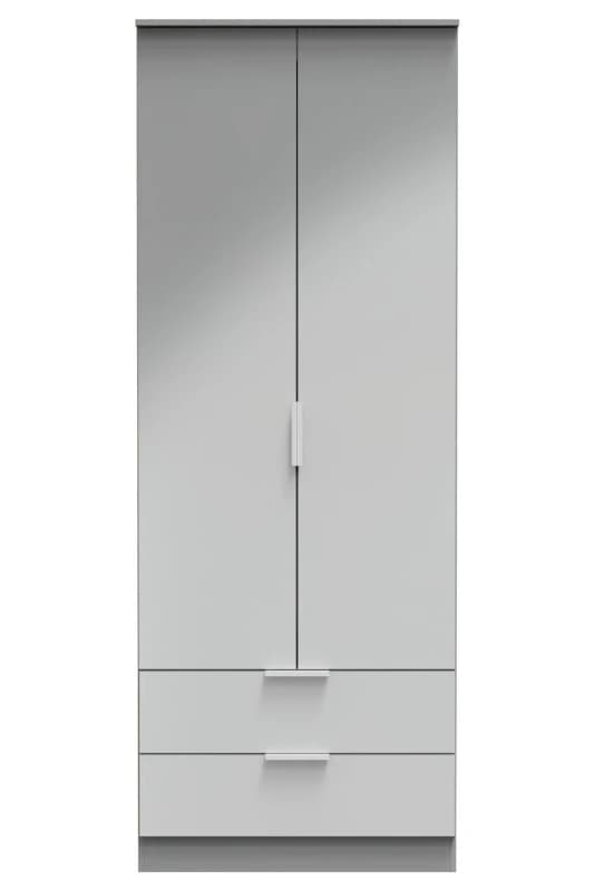 Poole 2 Door 2 Drawer Wardrobe In Uniform Grey & Dusk Grey (Ready Assembled)