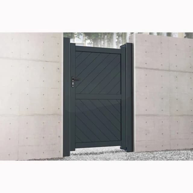Ready Made Gates Pedestrian Gate 900x2000mm Black - Diagonal Solid Infill & Flat Top Black Unisex