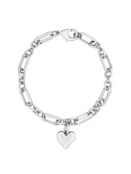 Lipsy Lipsy Silver Polished Heart Bracelet, Silver, Women