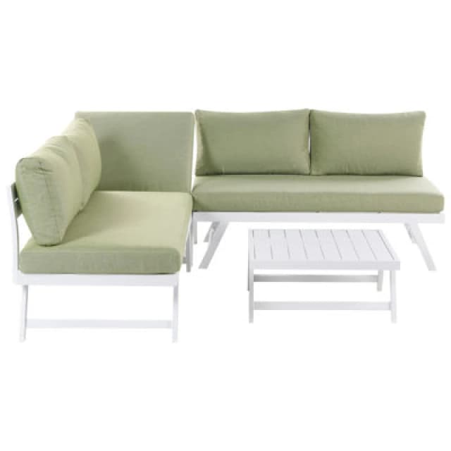 Beliani Garden Corner Sofa With Table 5 Seater Coccorino Metal Green
