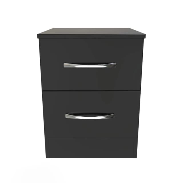 Ready Assembled 2 U Hampshire 2 Drawer Bedside Cabinet (Ready Assembled) in Black Unisex
