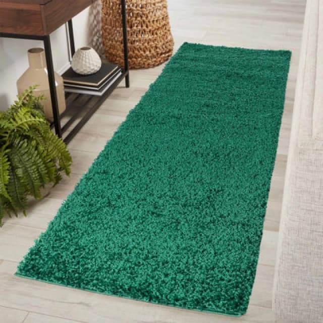Desire Rugs Plain Living Room Shaggy Area Rugs Emerald Runner 60X220 Cm