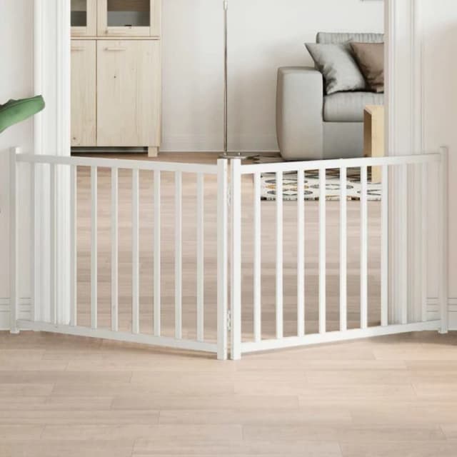 vidaXL Dog Gate Foldable 2 Panels White 160cm Solid Wood Fir, White 352280