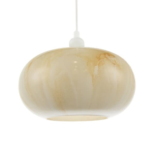 Happy Homewares Amber Tinted Alabaster Glass Pendant Shade with Marble Effect Finish Amber Unisex