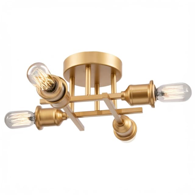 Happy Homewares Industrial Vintage Ceiling Light Fitting with Traditional Lamp Holders in Gold Gold Unisex