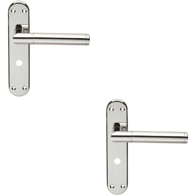 Loops 2x Round Bar Lever on Bathroom Backplate Door Handle 180 x 40mm Polished Chrome Multi