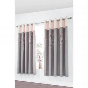 Embroidered Blossom Lined Eyelet Curtains