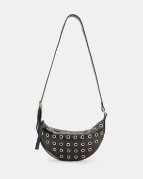 AllSaints Half Moon Leather Eyelet Crossbody Bag