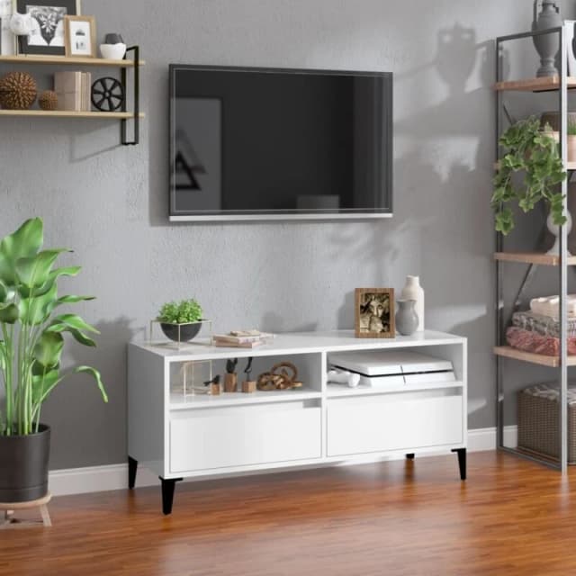 VIDAXL TV Cabinet High Gloss White 100x34.5x44.5cm Engineered Wood vidaXL 8720845878092