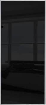 Wickes Sliding Wardrobe Door Silver Framed Single Panel Black Glass - 2220 x 762mm