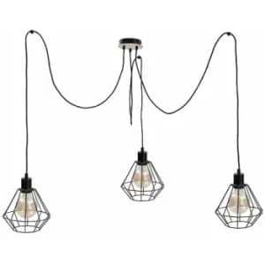 Keter Atwood Cluster Pendant Ceiling Light Black, Wood, 3x E27