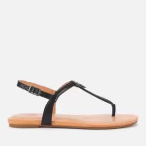 UGG Womens Madeena Leather Toe Post Sandals - Black - UK 3