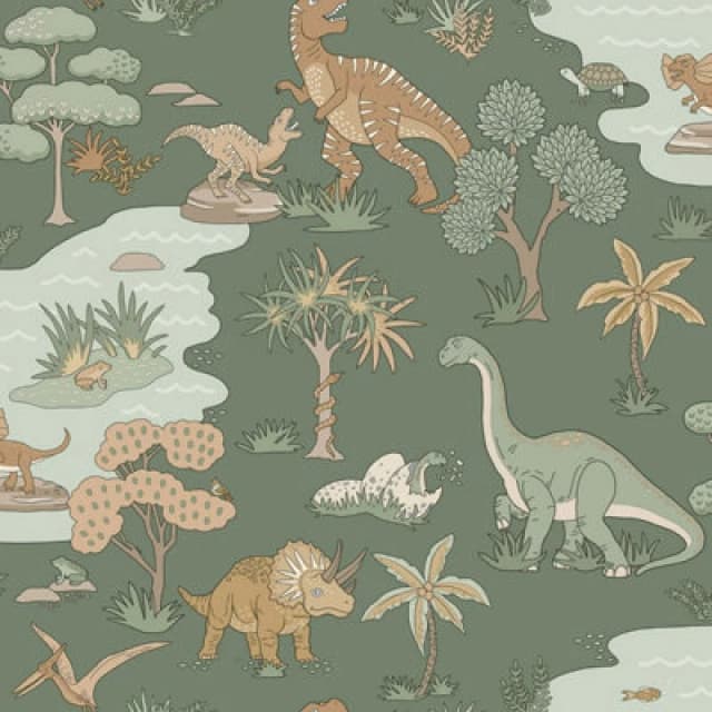 Holden Decor Dino Zoo Wallpaper Green Holden 14010