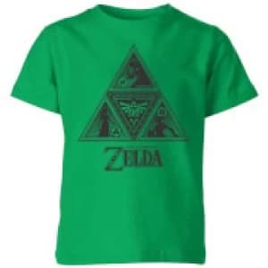 Nintendo The Legend Of Zelda Triforce Kid's T-Shirt - Kelly Green - 9-10 Years