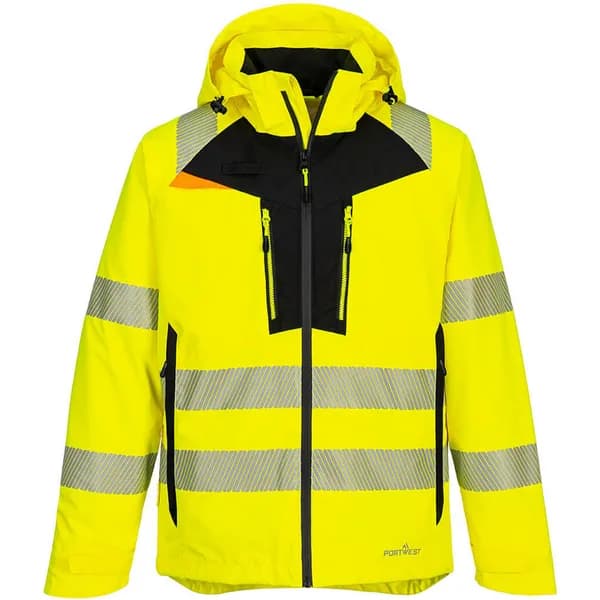 Portwest DX4 Hi Vis Rain Jacket DX462YERM Colour: Yellow