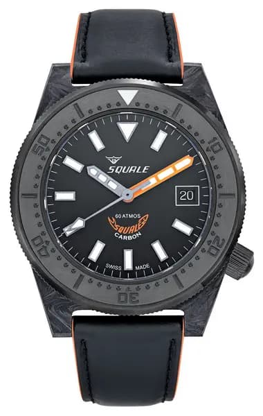 Squale T183FCOR-CINLEATHBL T-183 Forged Carbon Orange (42mm Watch