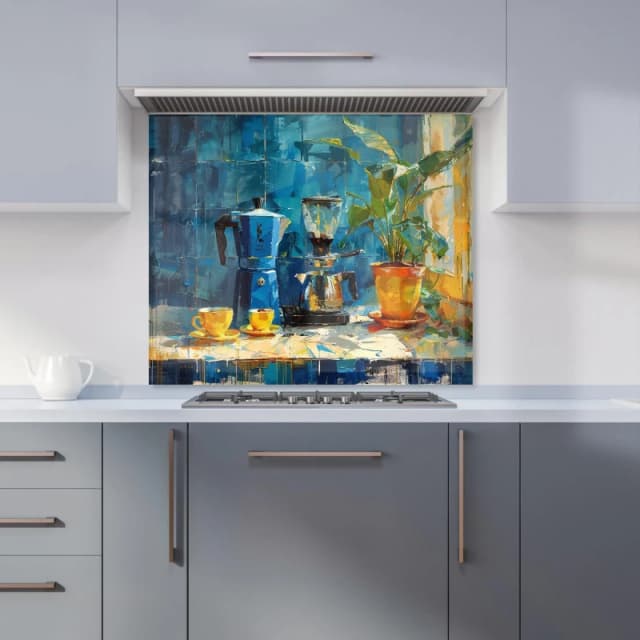 Warren Reed - Designer Morning Coffee: A Painterly View Kitchen Splashback Size: 600mm x 750mm Multicolor Unisex 600mm x 750mm