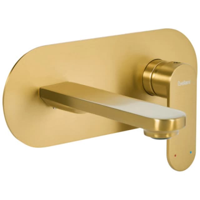 Beliani Wall Mounted Basin Mixer Tap Chapala Brass Gold