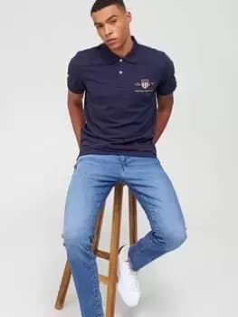 Gant Gant Archive Shield Pique Polo Shirt, Evening Blue, Size L, Men