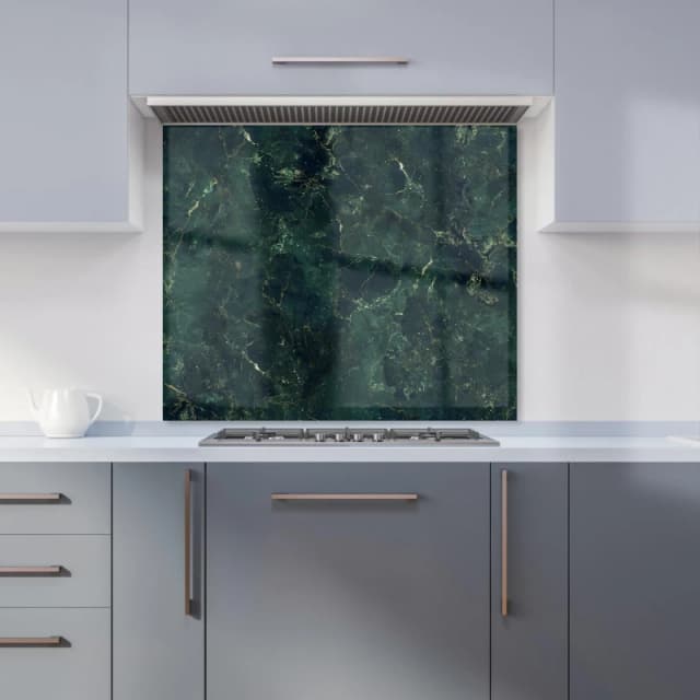 Warren Reed - Designer Deep Green Quartz Effect Kitchen Splashback Size: 600mm x 750mm Green Unisex 600mm x 750mm