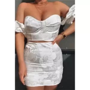 I Saw It First White Premium Jacquard Mini Skirt - White