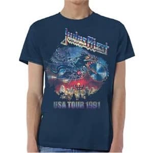 Judas Priest - Painkiller US Tour 91 Unisex Large T-Shirt - Blue
