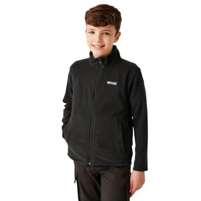 Regatta Boys & Girls King Lightweight Fleece II Full Zip Fleece Jacket 7-8 Years - Chest 63-67cm (Height 122-128cm) Black RKA147-826-7