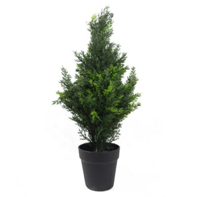 Leaf 60cm Artificial Cedar Cypress Topiary UV Resistant Green unisex