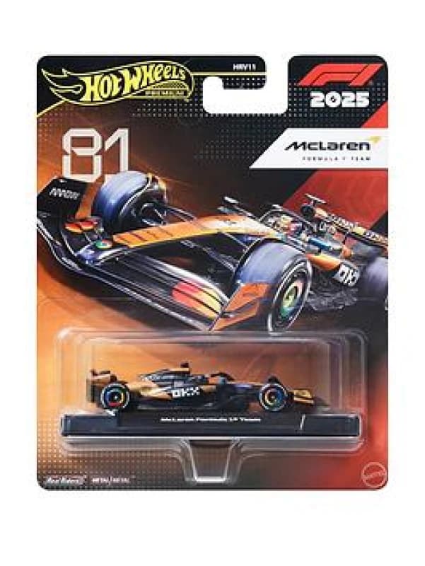 Hot Wheels Formel 1 McLaren Oscar Piastri #81 Premium Die-Cast-Rennauto im Maßstab 1:64 Sammelspielzeug mit Real Riders-Reifen sowie Metall/Metall-K
