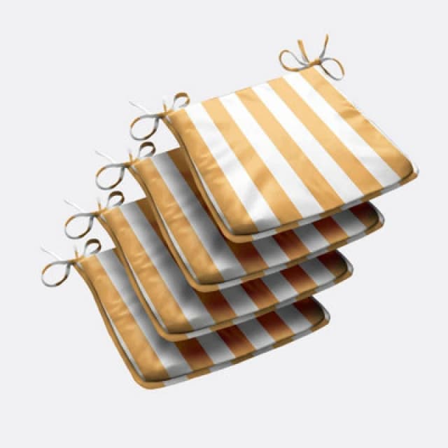 Luxury Living Wide Striped Outdoor Tapezoid Shape Seat Pad in Yellow Size: 4 Pack Yellow Unisex 4 Pack
