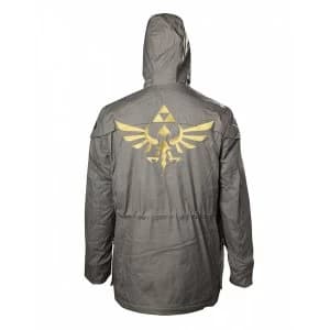 Nintendo Legend of Zelda Mens Golden Hyrule Royal Crest X-Large Parka Jacket with Hood - Military Green