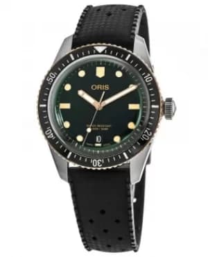 Oris Divers Sixty-Five Green Dial Black Rubber Strap Mens Watch 01 733 7707 4357-07 4 20 18 01 733 7707 4357-07 4 20 18