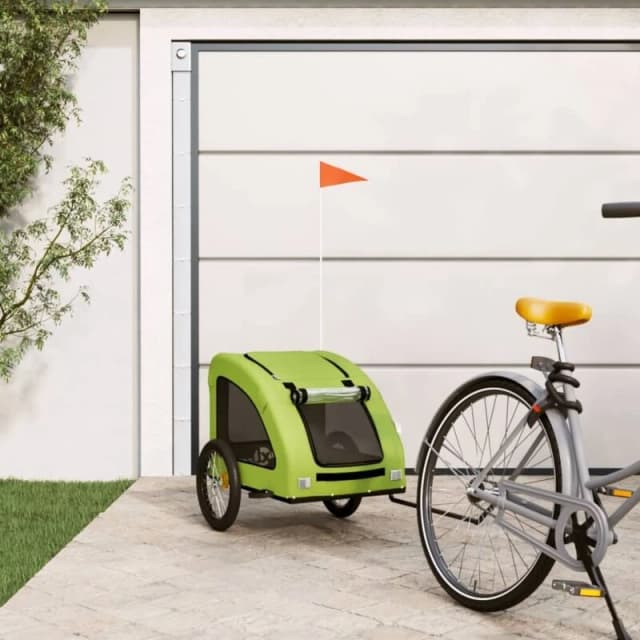VIDAXL Pet Bike Trailer Green Oxford Fabric and Iron Vidaxl 8720845770549