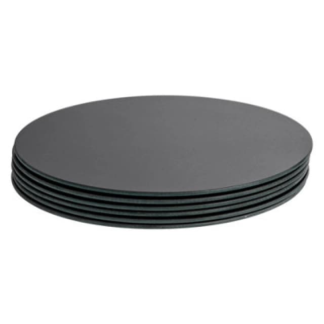 Harbour Housewares 6X Round Glass Placemats - 30Cm - Black - Dining Table Place Mats Tabletop Protector For Kitchen Worktops