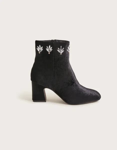 Embellished Velvet Ankle Boots