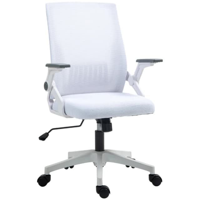VINSETTO VINSETTO Mesh Office Chair, Desk Chair with Lumbar Support, Flip-up Armrest in White White One Size Unisex 5061025130658