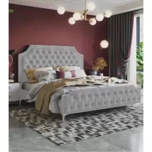 Gaia Bed King Plush Velvet Grey