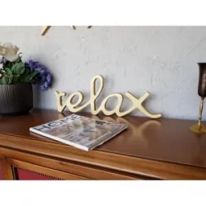 Gold Relax Gold Decorative Wooden Wall Accessory