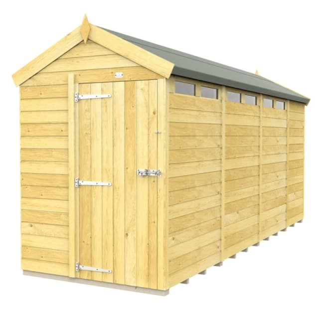 Buttercup Farm 5 x 15 Feet Apex Security Shed - Single Door - L454 x W147 x H217cm in Brown Brown Unisex