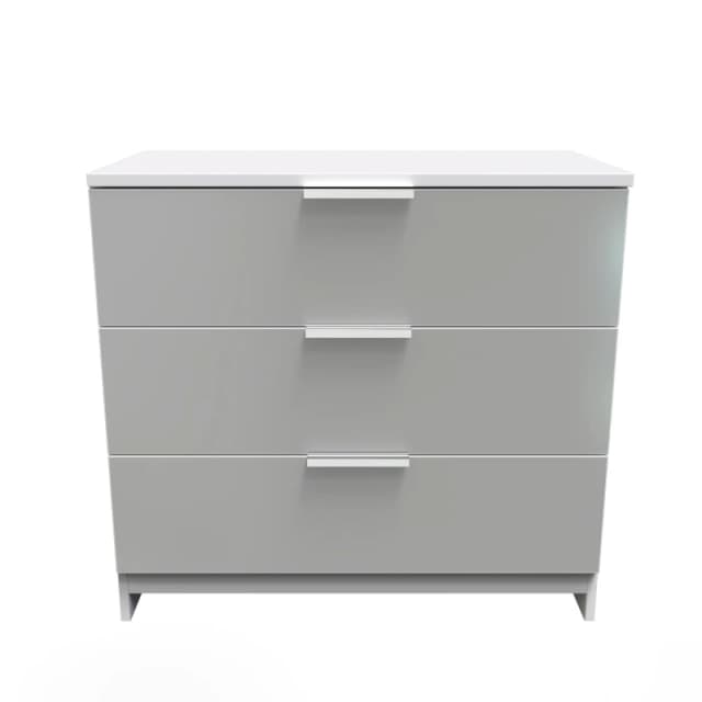 Poole 3 Drawer Chest In Uniform Grey & White (Ready Assembled)