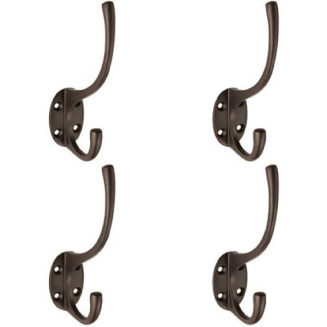 Loops 4x Victorian Hat & Coat Hook on Oval Backplate 64mm Projection Matt Bronze Multi