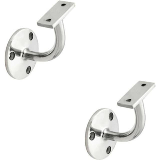 Loops 2x Heavyweight Handrail Bannister Bracket 80mm Projection Polished Chrome Multi unisex